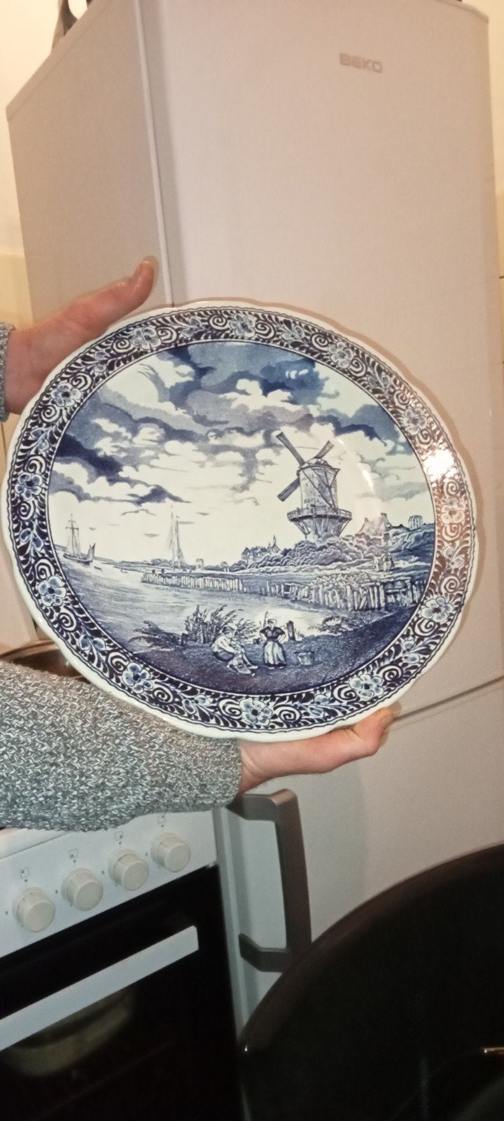 Groot Delfts Blauw Wandbord - Boch België - 40 cm, Ophalen