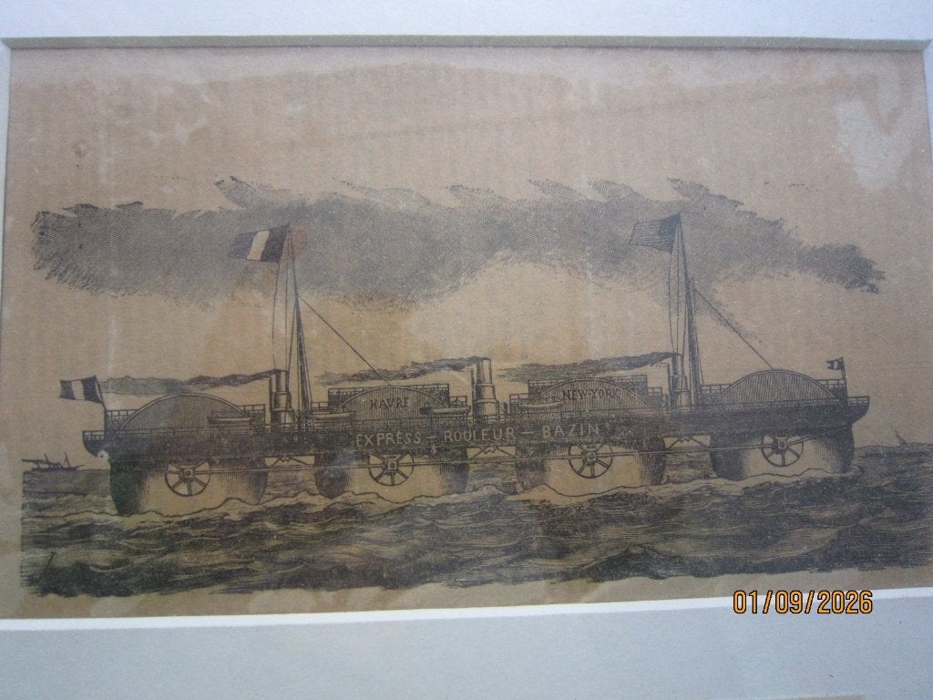 UITVINDING :Het Rolschip van BAZIN, met beschrijving, Antiek en Kunst, Ophalen of Verzenden, Overige onderwerpen, Papier, Overige technieken