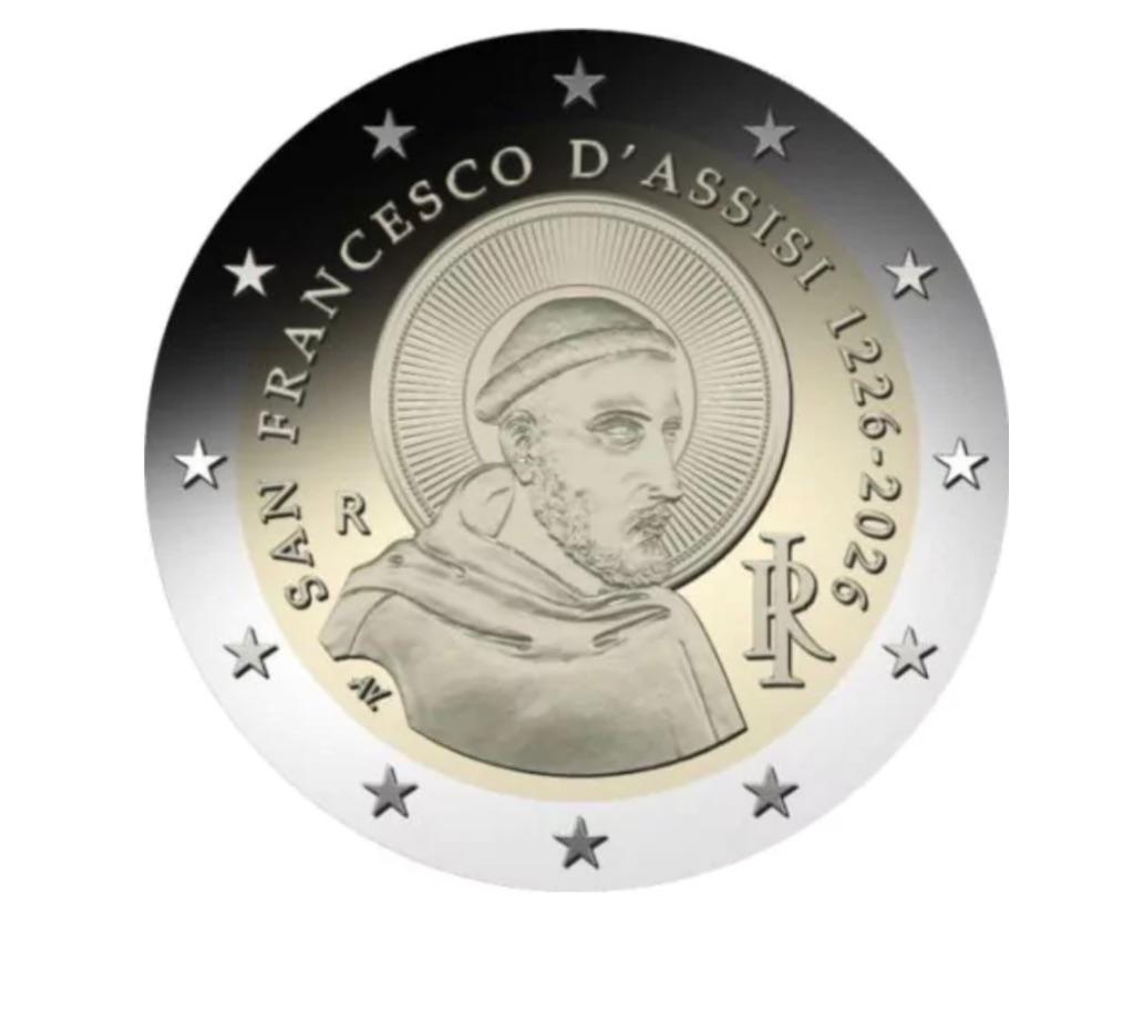 2 euro Italië “Sterfdag Sint Franciscus Assisi’’ UNC 2026, Verzenden, Italië, 2 euro, Losse munt