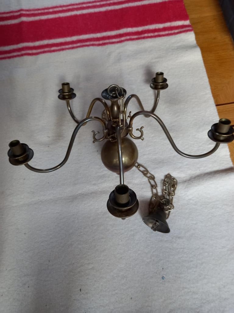 Vintage antieke kroonluchter voor kaarsen., Antiek en Kunst, Verzenden, Koper of Brons