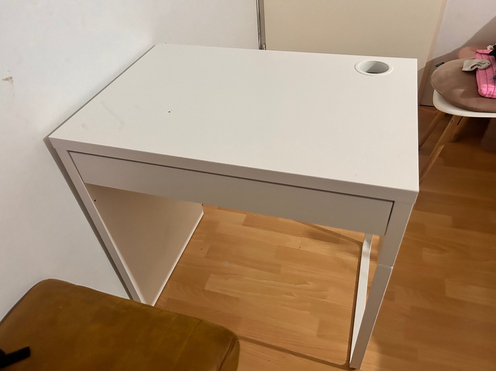 Klein wit bureau met 1 lade, Gebruikt, Hout, 73 cm, 50 cm