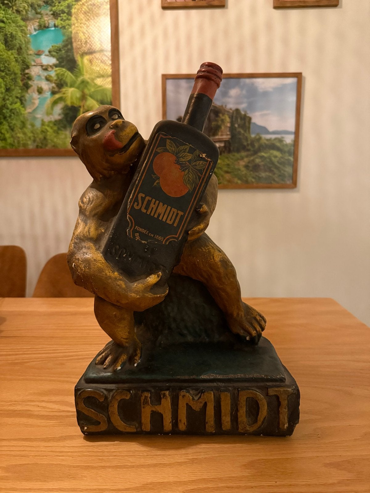 Vintage Schmidt likeur aap beeld - uniek verzamelobject, Verzamelen, Merken en Reclamevoorwerpen, Ophalen of Verzenden