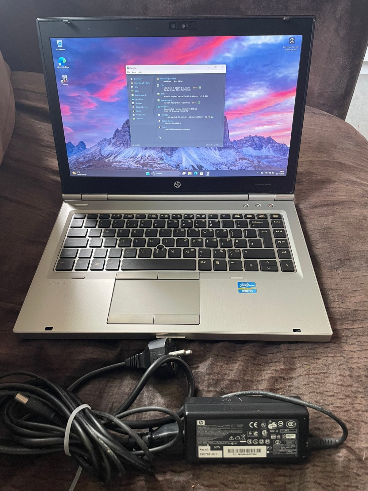 Hp elitebook 8460p / i5 / 120 GB SSD / goede accu en lader!, Gebruikt, 2 tot 3 Ghz, Qwerty, 14 inch