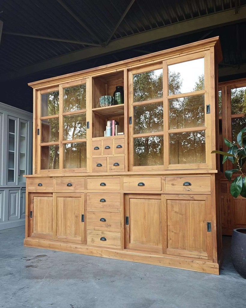Grote teakhouten winkelkast | Apothekerskast #0858
