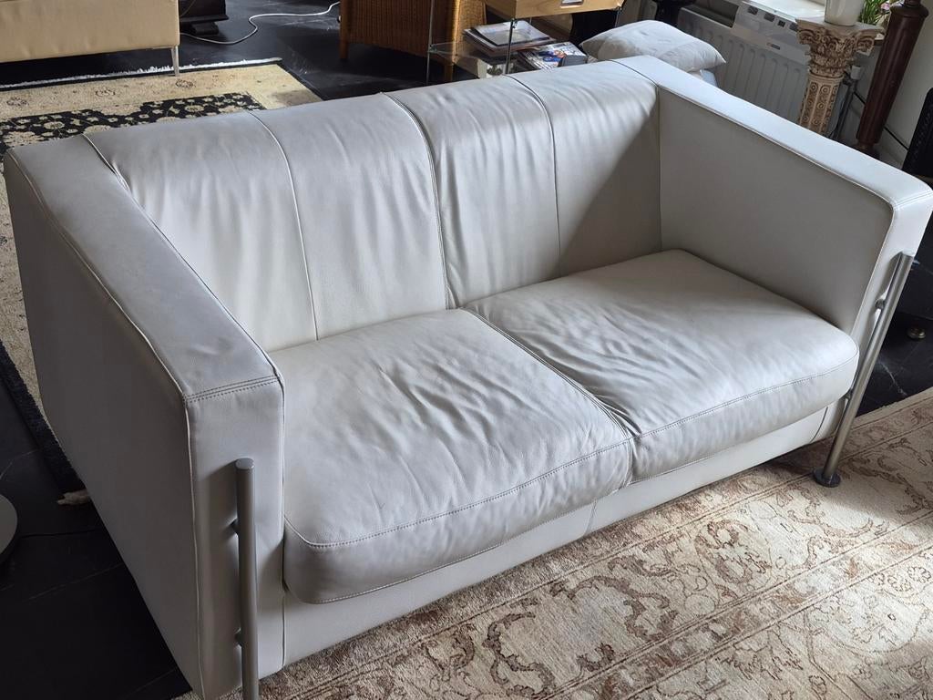 Montel 2-zits leren bank, Huis en Inrichting, Banken | Sofa's en Chaises Longues, Ophalen, Gebruikt, 150 tot 200 cm, Tweepersoons