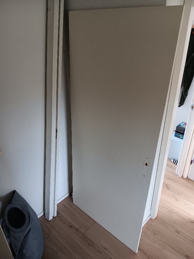 Opdekdeur 211,5 bij 93 incl. kozijn, Ophalen, Gebruikt, 80 tot 100 cm, Binnendeur