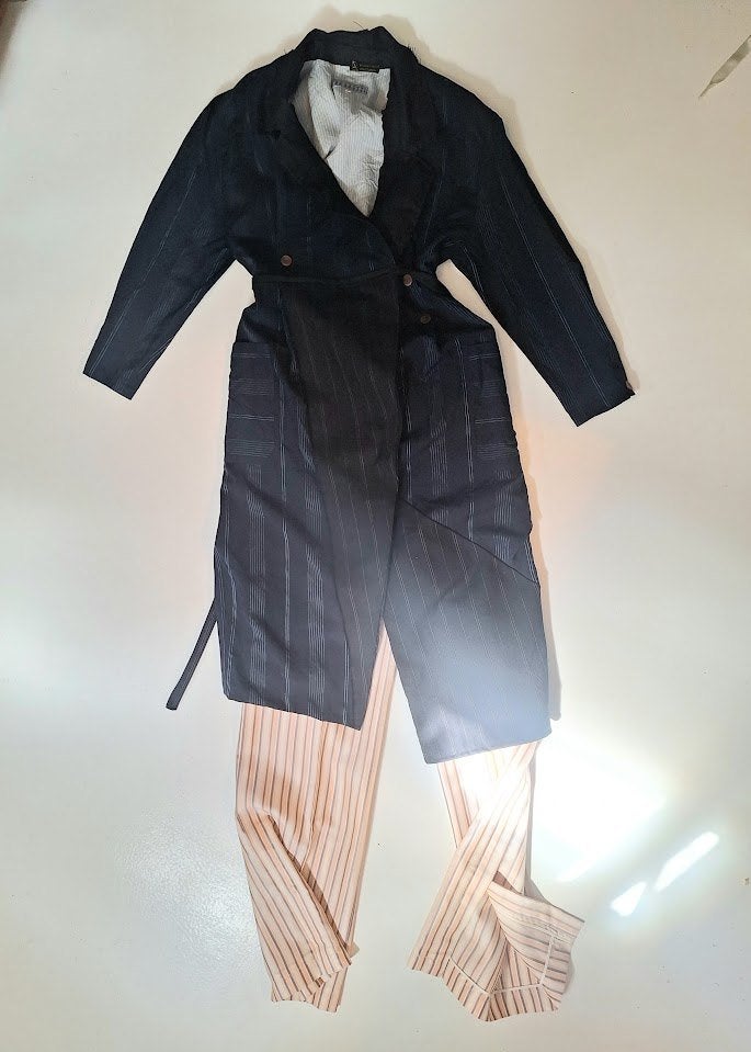 vintage marina yee jas jurk bewerkt met dries van noten wol, Kleding | Dames, Maat 38/40 (M), Blauw, Ophalen of Verzenden, Gedragen