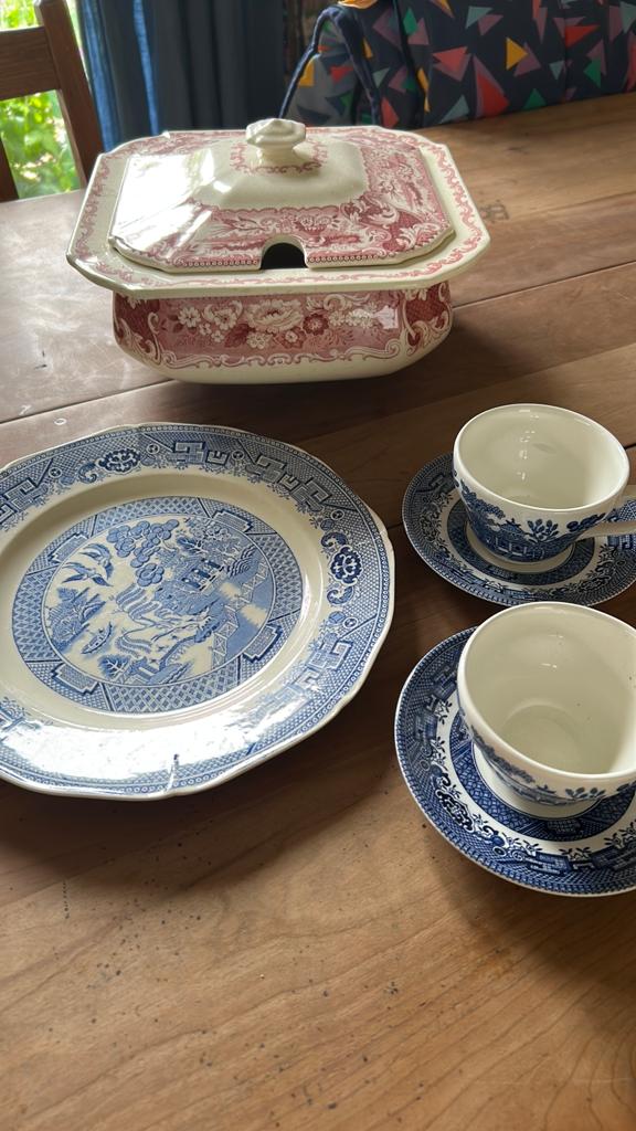 Antiek blue Willow Victoria servies Regout Societe Ceramique, Ophalen of Verzenden