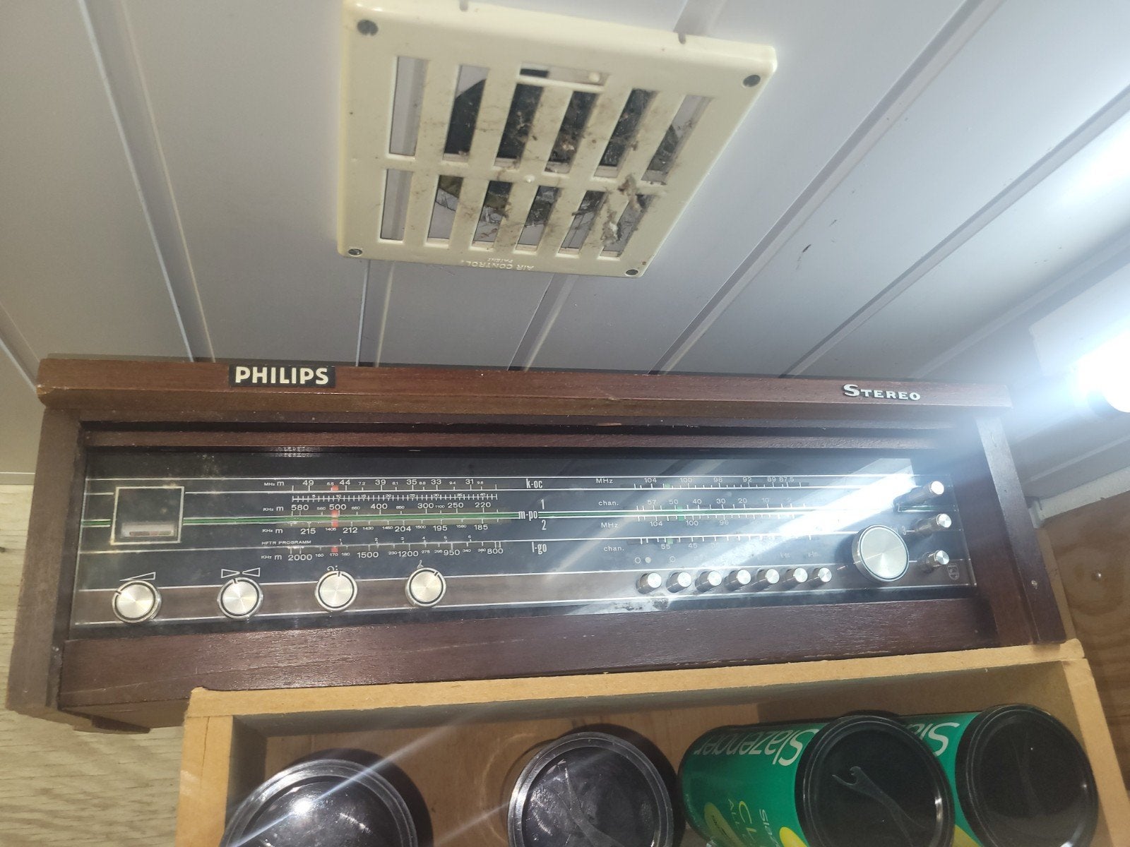 Oude Philips Stereo Radio - Vintage Audio, Ophalen, Philips, Gebruikt, Tuner of Radio