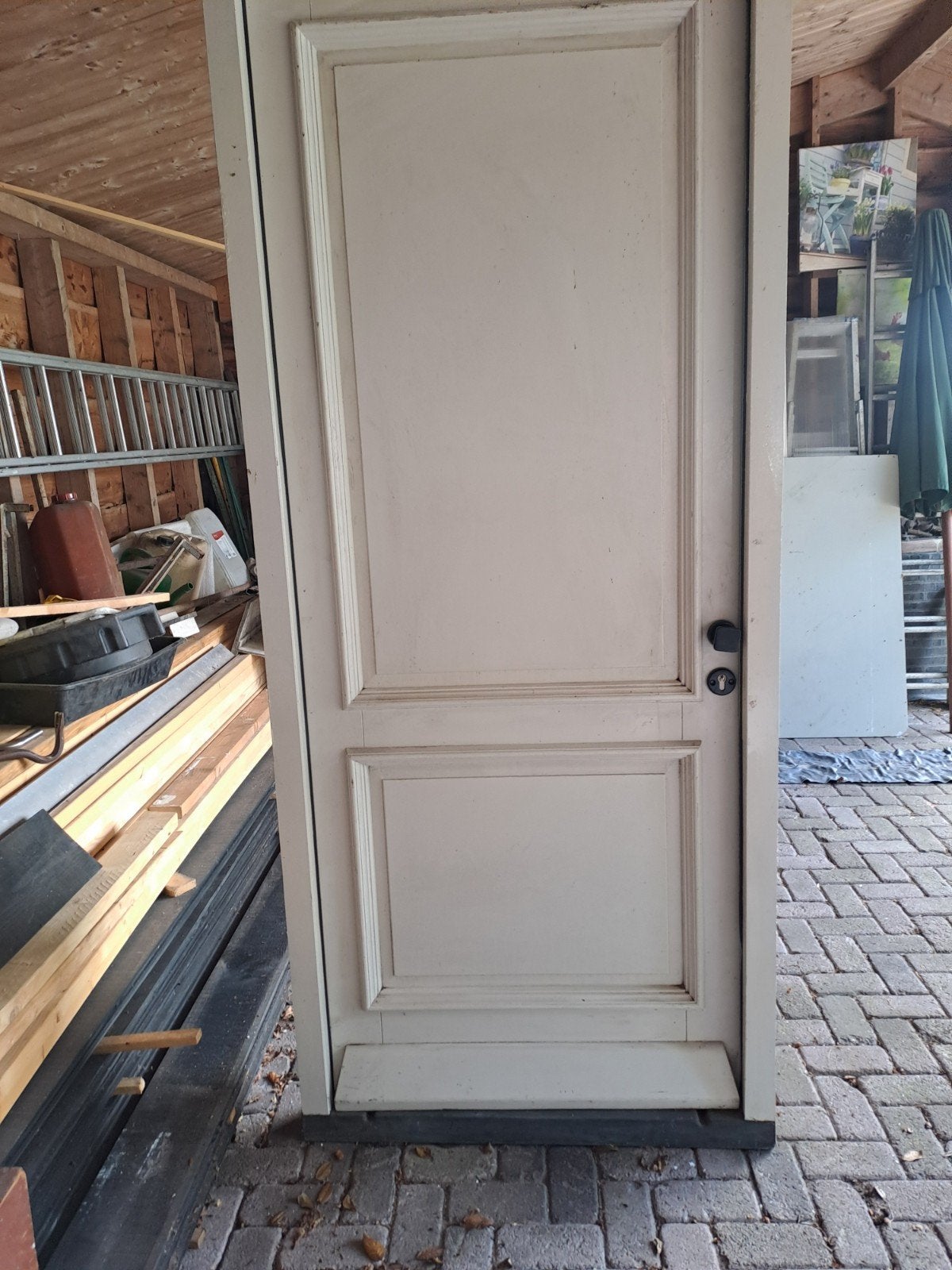 Nieuwe voordeur met kozijn en zwart beslag - 242x103.5cm, Ophalen of Verzenden, Nieuw, Buitendeur, 215 cm of meer
