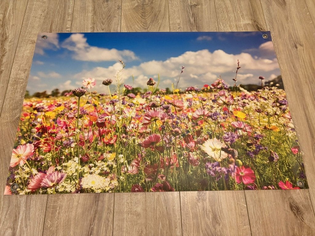 Tuinposter wildbloemen - 90 x 60cm, Info@decoraties.nl, Decoraties.nl, Verzenden, Nieuw