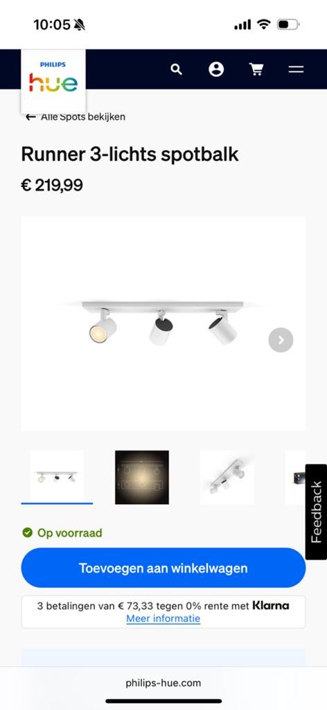 Philips Hue White ambiance Runner opbouwspot, 3-lichts, Huis en Inrichting, Lampen | Spots, Zo goed als nieuw, Plafondspot of Wandspot