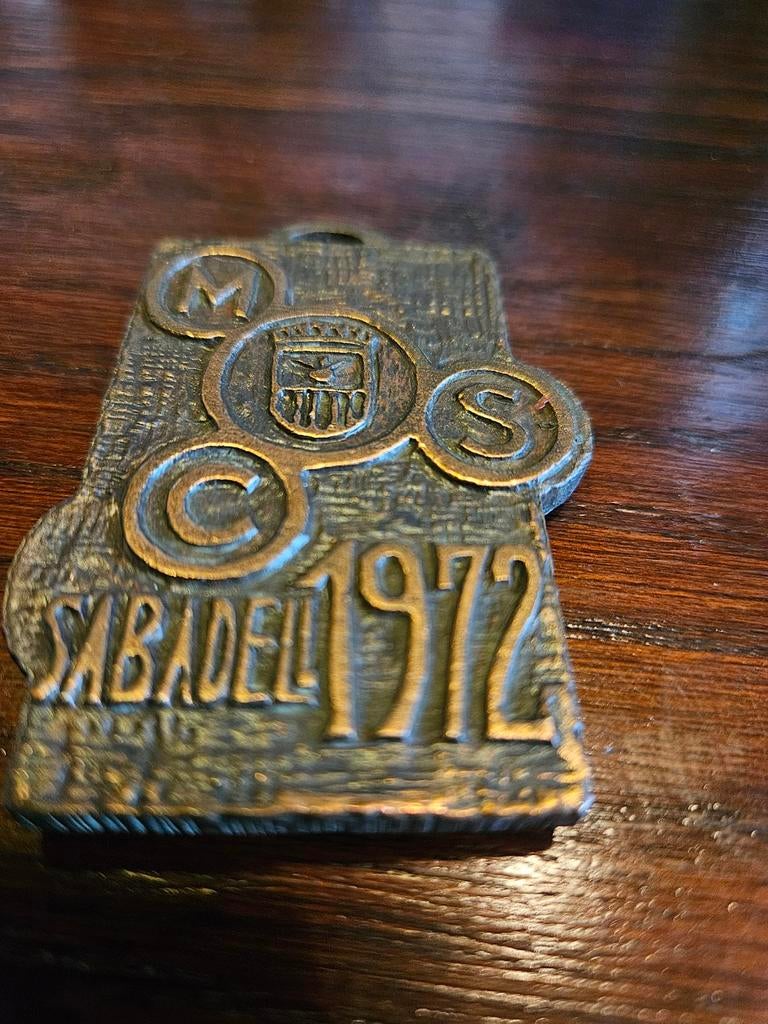 Vintage Trial Motorfiets Medaille Spanje 1972 Roodkoper, Ophalen of Verzenden, Zo goed als nieuw