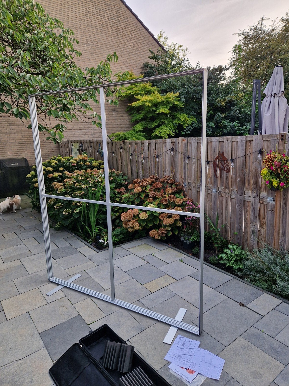 Reclamebord stand - Dubbelzijdig Frame voor peesdoek, Ophalen, Zo goed als nieuw, Reclamebord