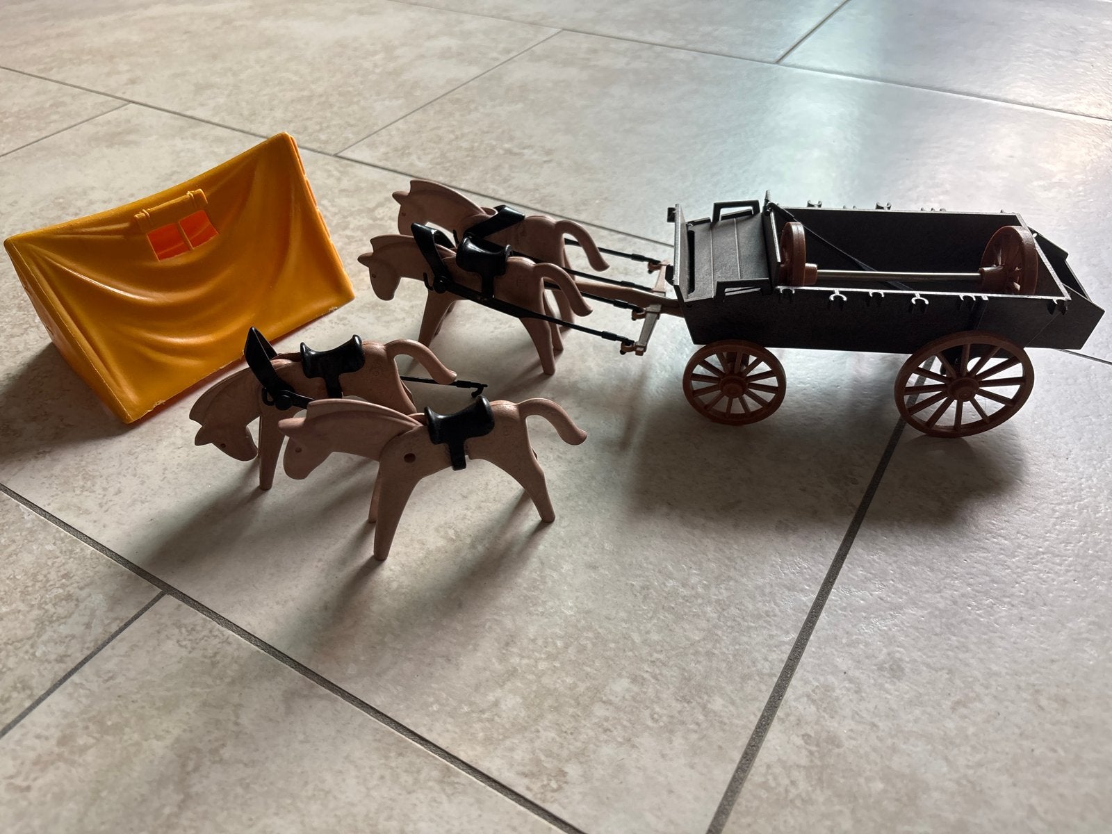 Playmobil Western Set: Huifkar met Paarden en Tent, Kinderen en Baby's, Speelgoed | Playmobil, Gebruikt, Complete set, Voertuig