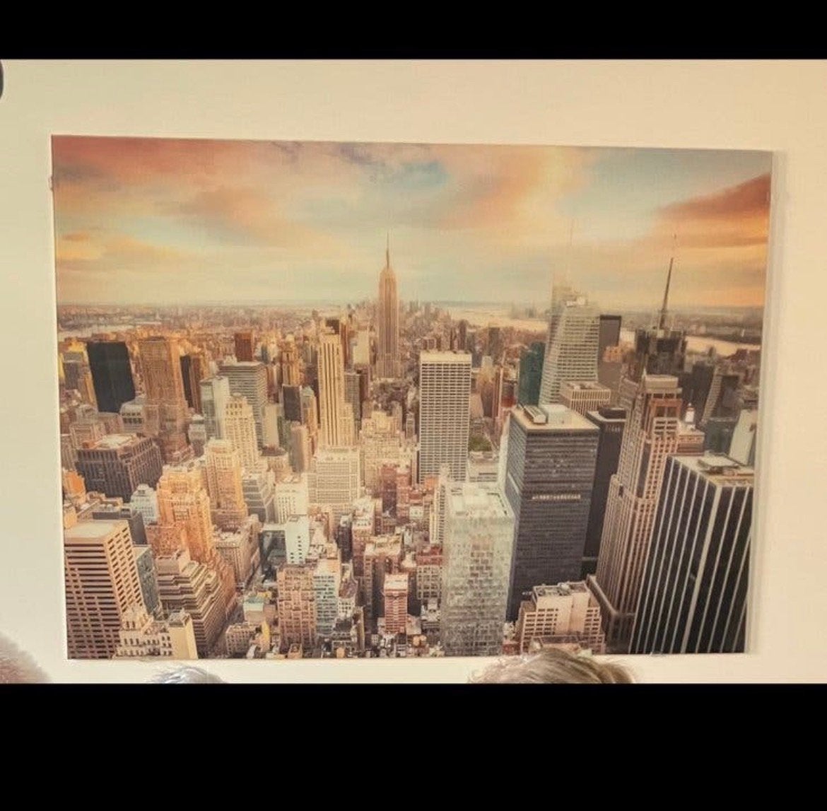 Mooi schilderij van New York in glazenplaat, Antiek en Kunst, Ophalen