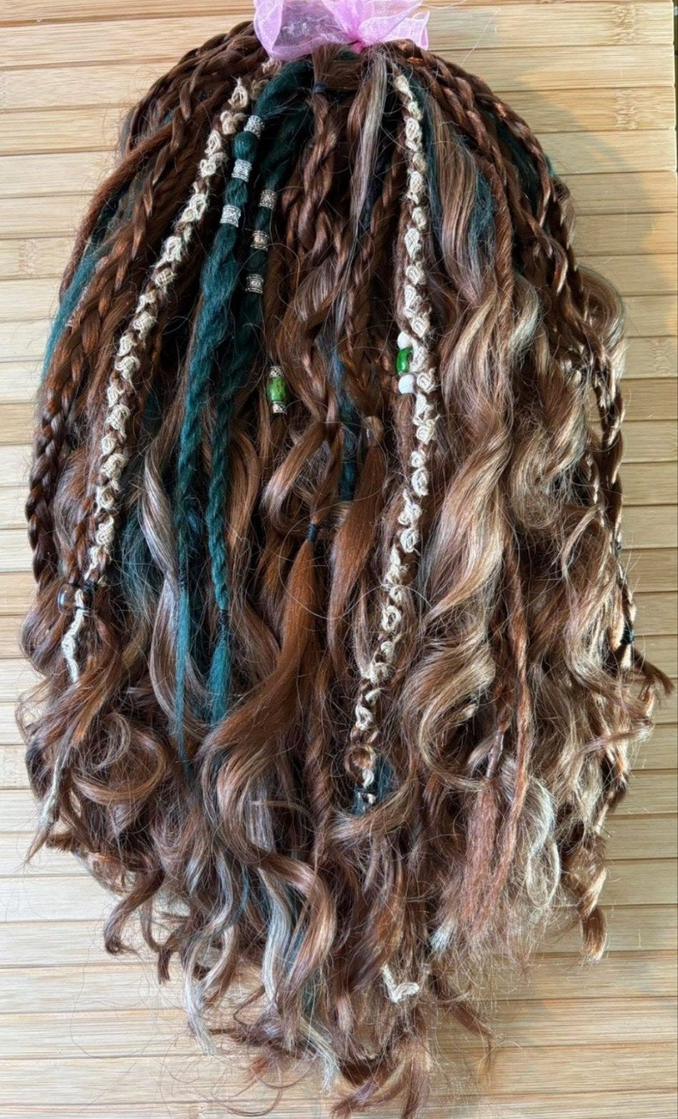 Haarverlenging met dreadlocks en krullen, Ophalen of Verzenden, Zo goed als nieuw, Pruik of Haarverlenging