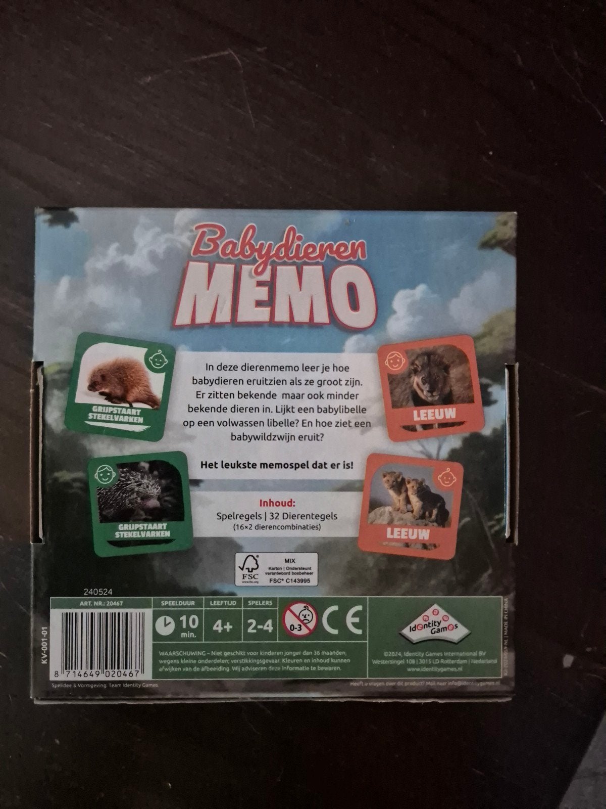 Babydieren Memo - Leuk geheugenspel voor kinderen, Drie of vier spelers, Ophalen, Gebruikt, Identity Games