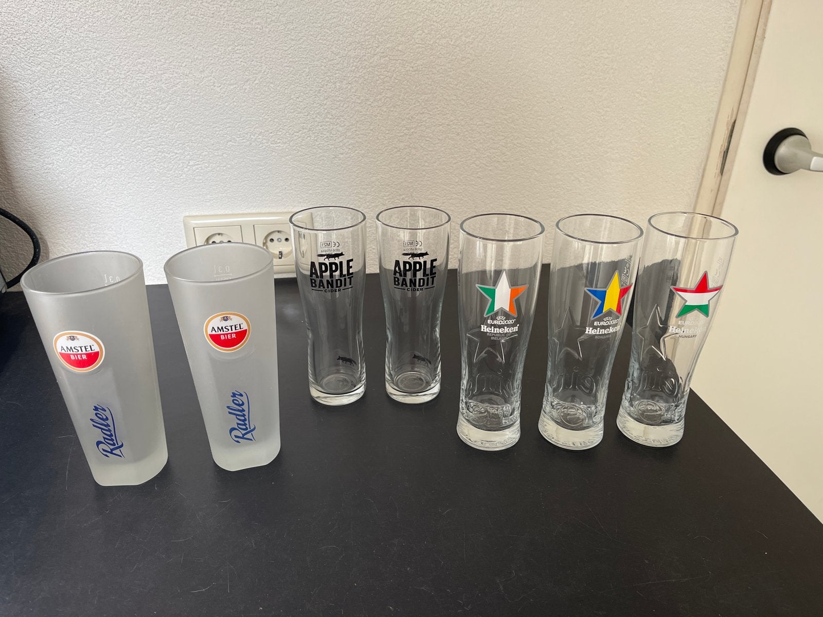Bierglazen - Amstel, Apple Bandit, Heineken (6 stuks), Ophalen of Verzenden, Meerkleurig, Glas, Overige typen