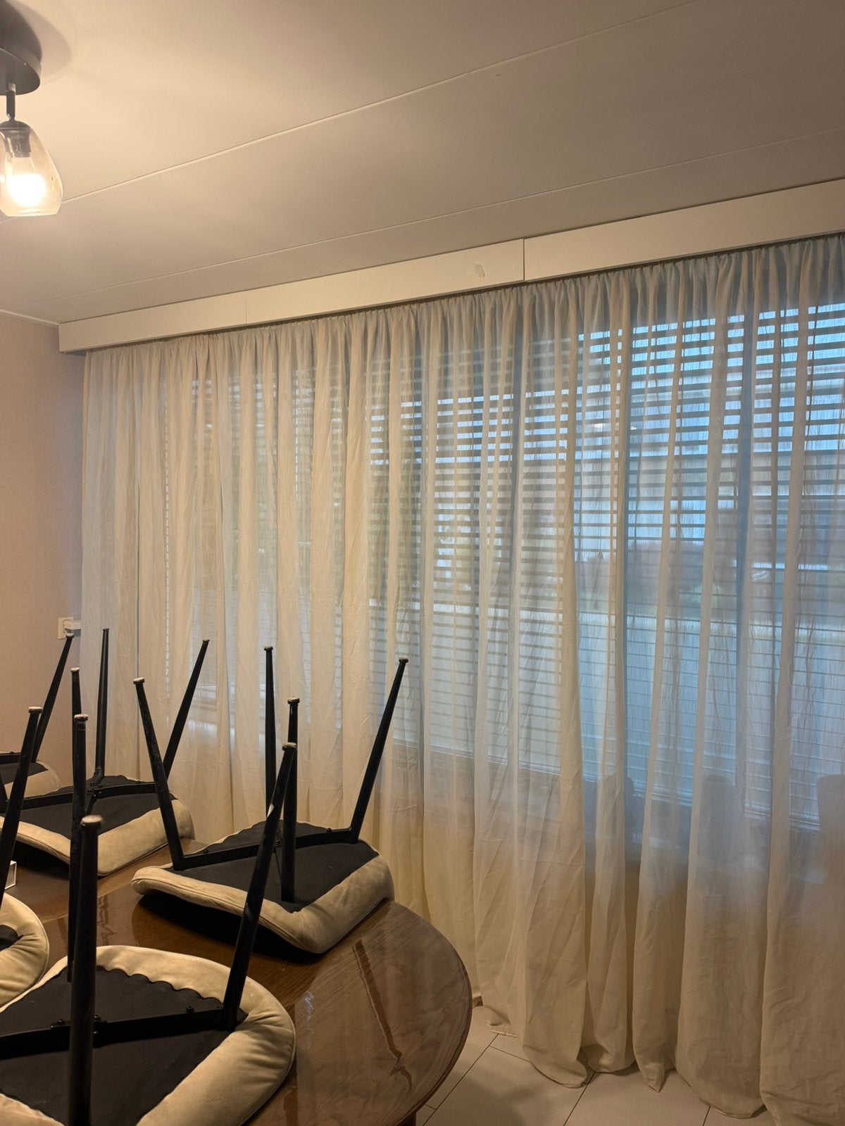 Linnen vitrage beige, Ophalen of Verzenden, Nieuw, Beige, Vitrage