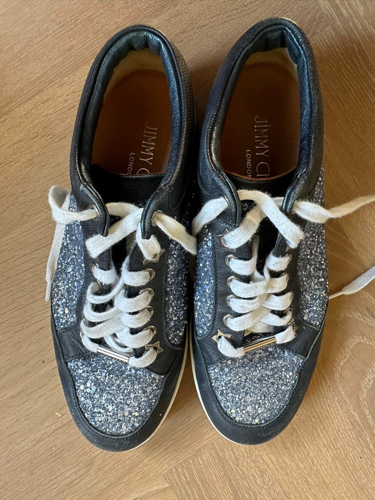 Jimmy choo miami blauw glitter maat 36,5 festival, Ophalen of Verzenden, Zo goed als nieuw, Blauw, Sneakers of Gympen