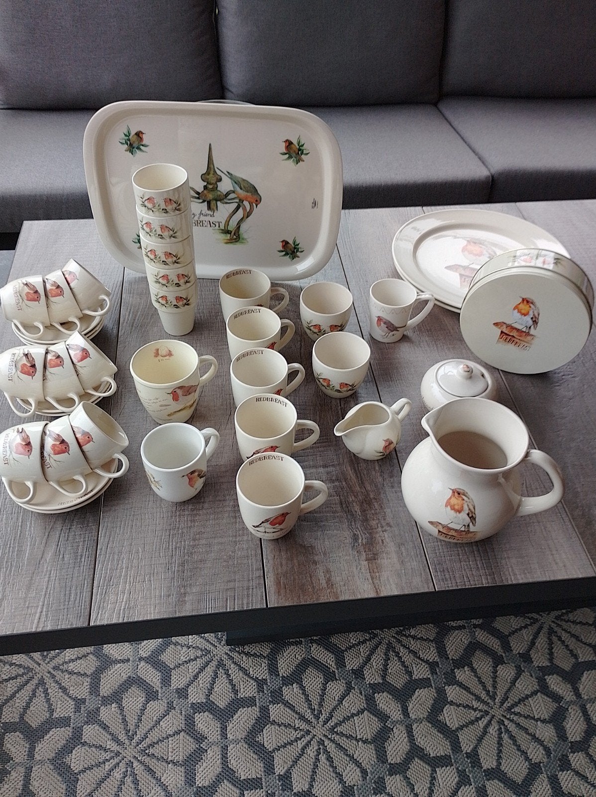 Jet by Ter Steege servies met roodborstje decoratie, Ophalen, Gebruikt, Landelijk/Boerenbont, Kom(men)