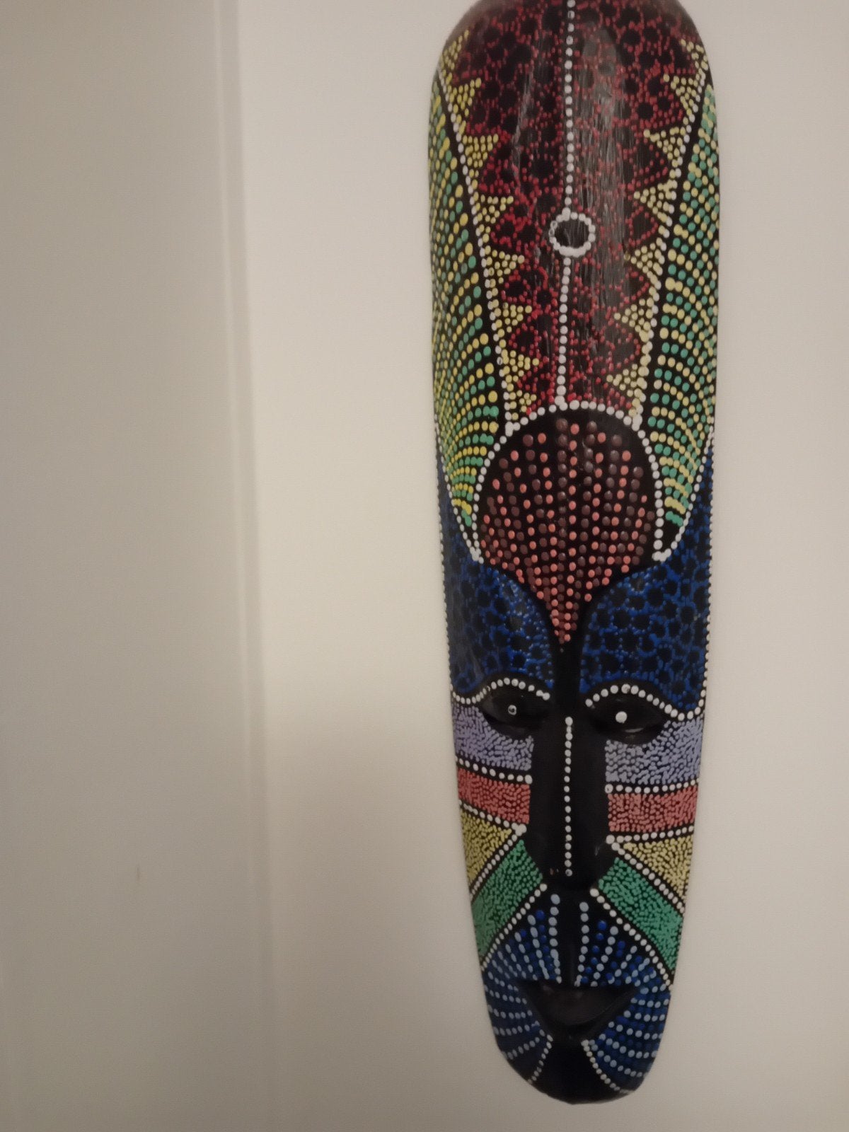 Decoratief houten masker, 56 cm, handgeschilderd, Hout, Masker, Ophalen of Verzenden, Geschilderd
