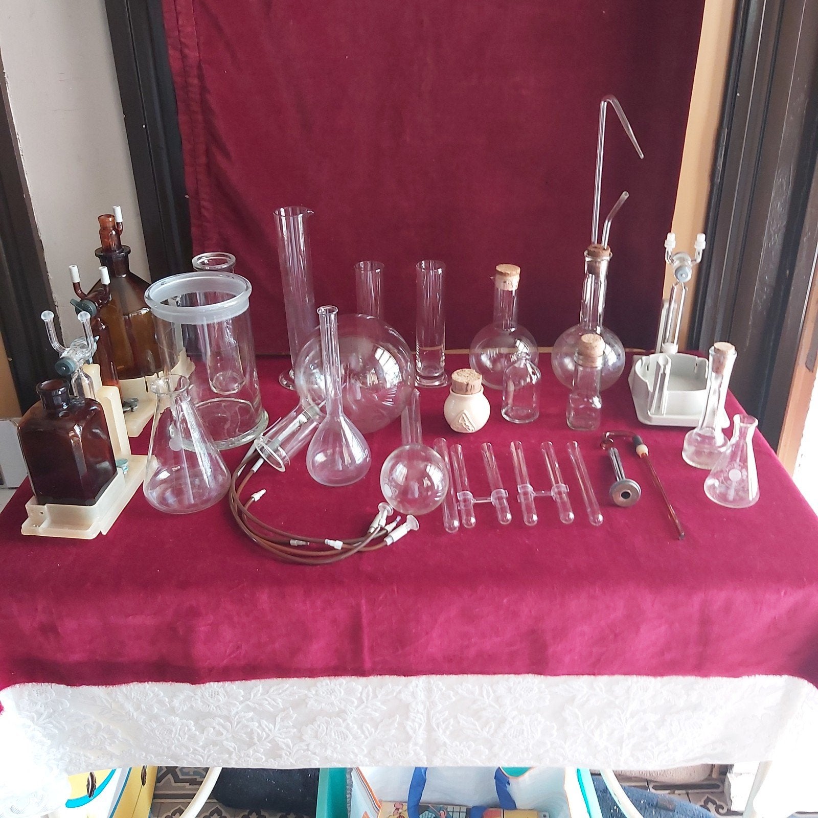 Flesjes laboratorium materiaal decoratie, Antiek en Kunst, Ophalen