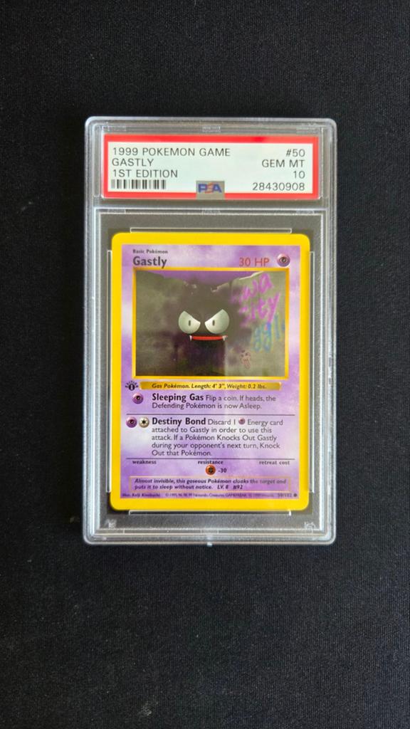 Pokemon Base Set - Gastly - PSA 10 1st Edition | Shadowless, Hobby en Vrije tijd, Verzamelkaartspellen | Pokémon, Ophalen of Verzenden
