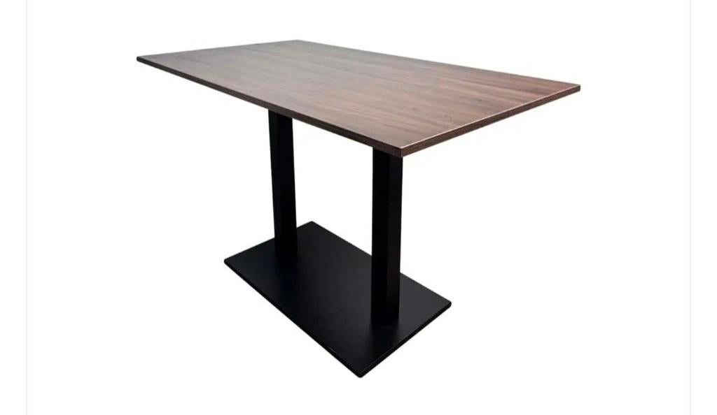 Moderne rechthoekige tafel met metalen onderstel, Huis en Inrichting, Tafels | Eettafels, Gebruikt, 100 tot 150 cm, 50 tot 100 cm