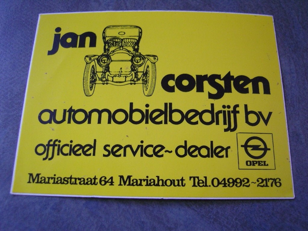 sticker mariahout jan corsten automobielbedrijf opel dealer, Verzamelen, Ophalen, Zo goed als nieuw