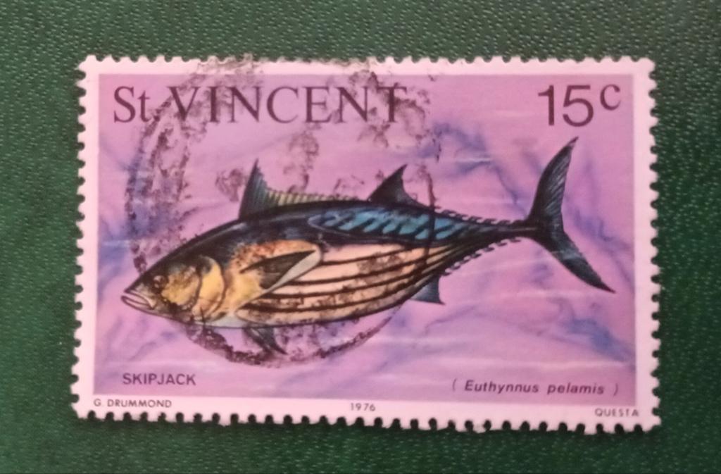 St Vincent 1976 pz vis ,skipjack, Verzenden, Gestempeld, Midden-Amerika