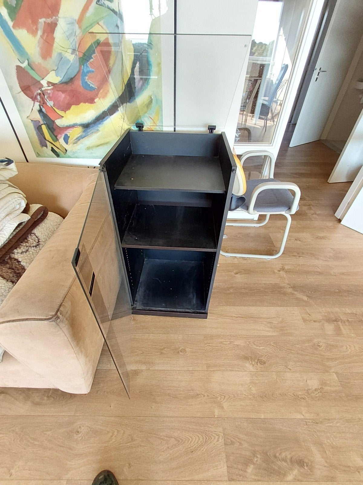 Hifi kastje met glazen deur en ruimte voor LP speler, Ophalen, Gebruikt, 150 discs of meer, Hout