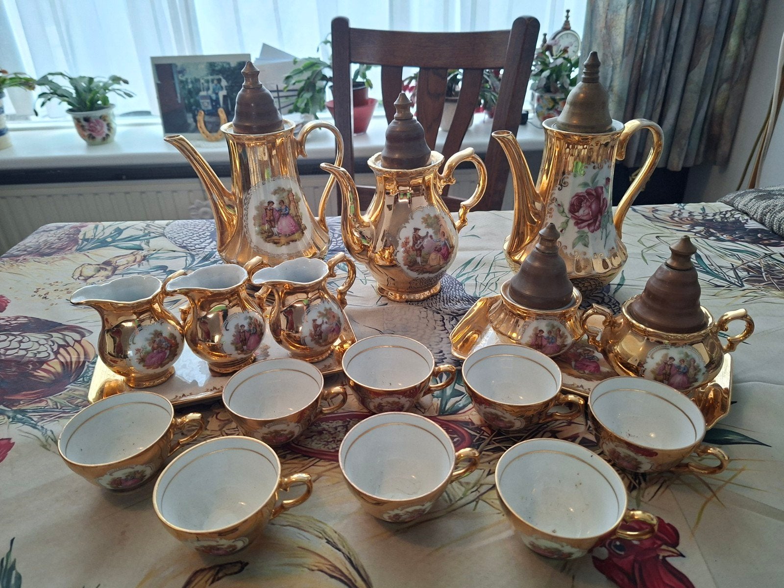 Bavaria Koffieset - 18-delig, Goudkleurig met Print, Ophalen