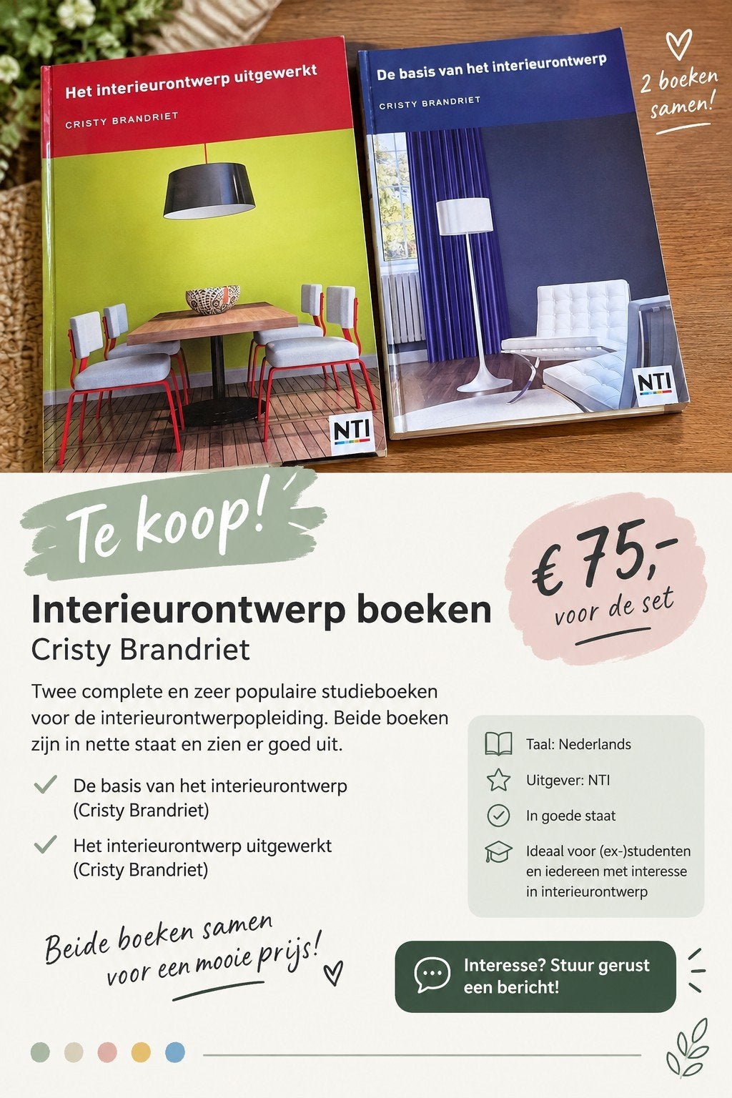 cursusboeken NTI interieurontwerp, Cristy Brandriet, Niet van toepassing, Nieuw, Ophalen of Verzenden