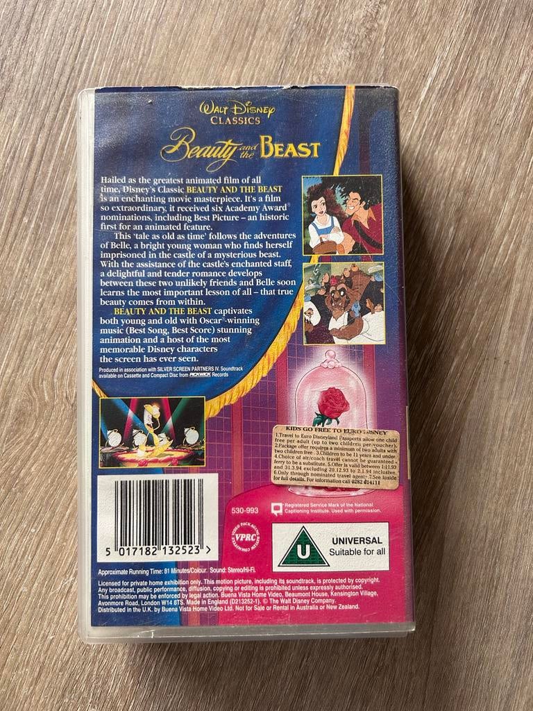 Walt Disney Classics: Beauty and the Beast VHS (Engels), Alle leeftijden, Ophalen of Verzenden, Gebruikt, Overige genres