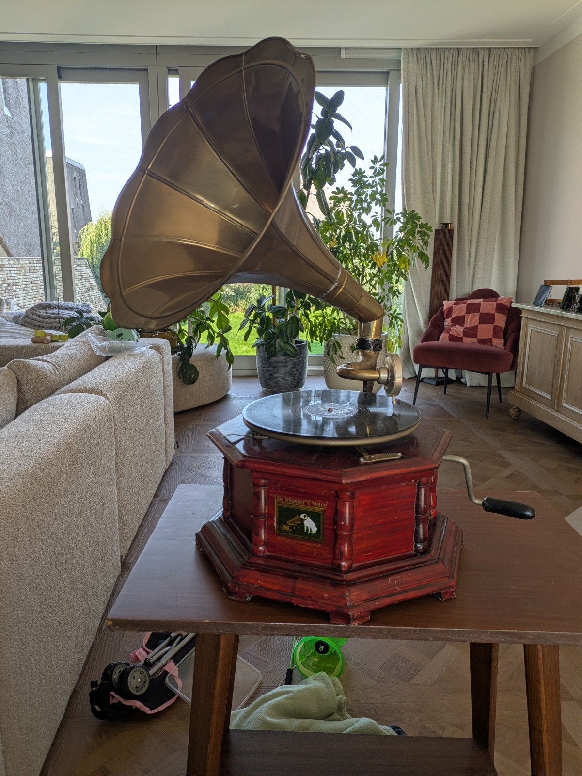 Antieke replica van 'His Master's Voice' grammafoon, Antiek en Kunst, Ophalen