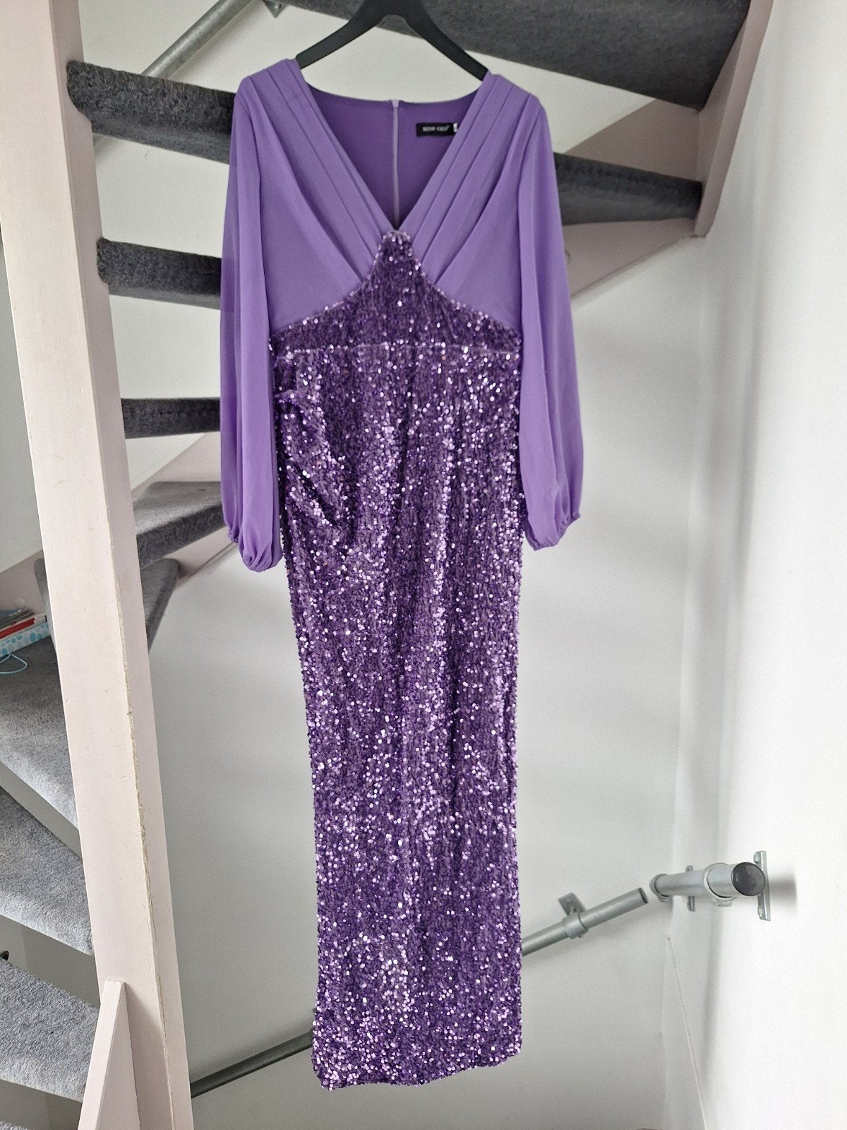 Miss Ord Paarse Galajurk met Pailletten - Maat XL, Kleding | Dames, Miss Ord, Paars, Maat 46/48 (XL) of groter, Ophalen of Verzenden