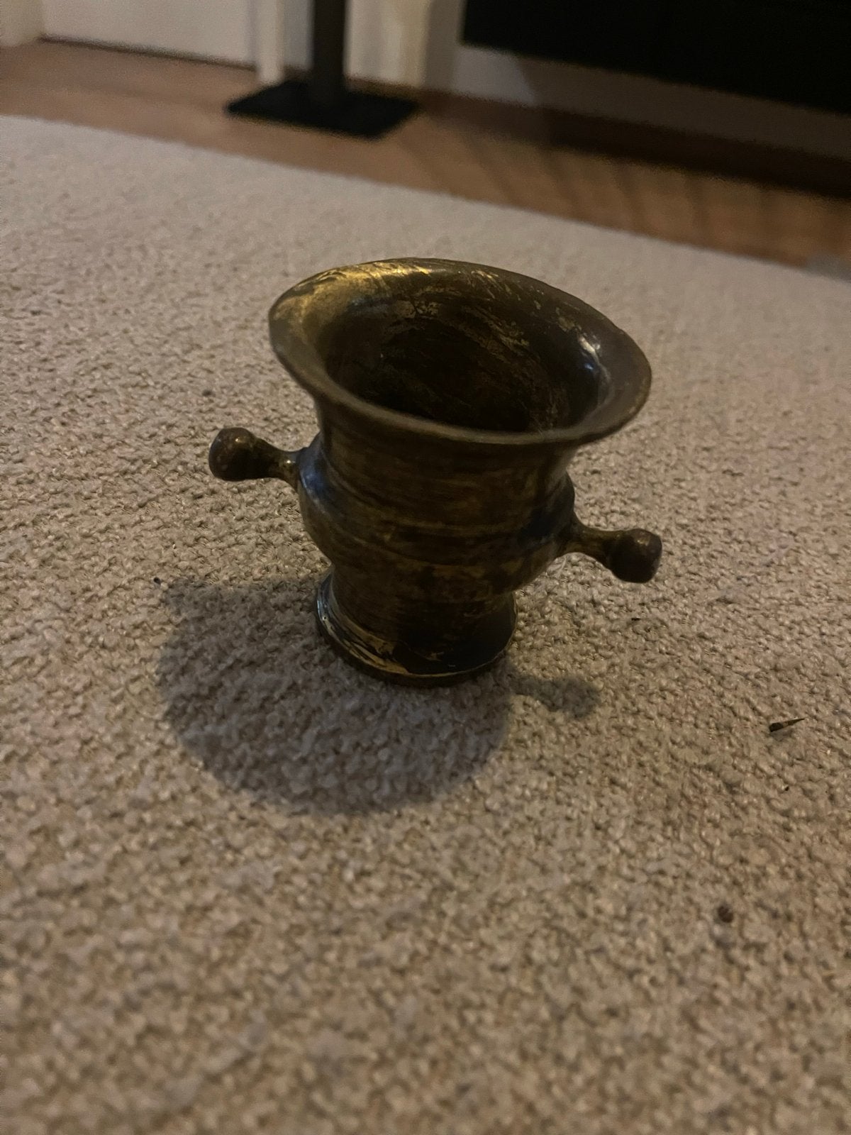 Oude zware messing vijzel – vintage brocante, Antiek en Kunst, Ophalen of Verzenden, Brons