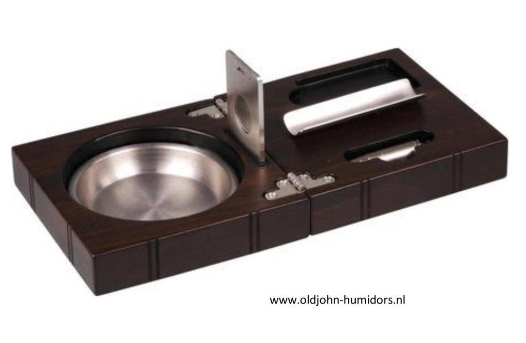 ANGELO SIGARENASBAK SET WALNOOT ASBAK, KNIPPER, BOOR   sab25, Verzenden, Nieuw, Asbak