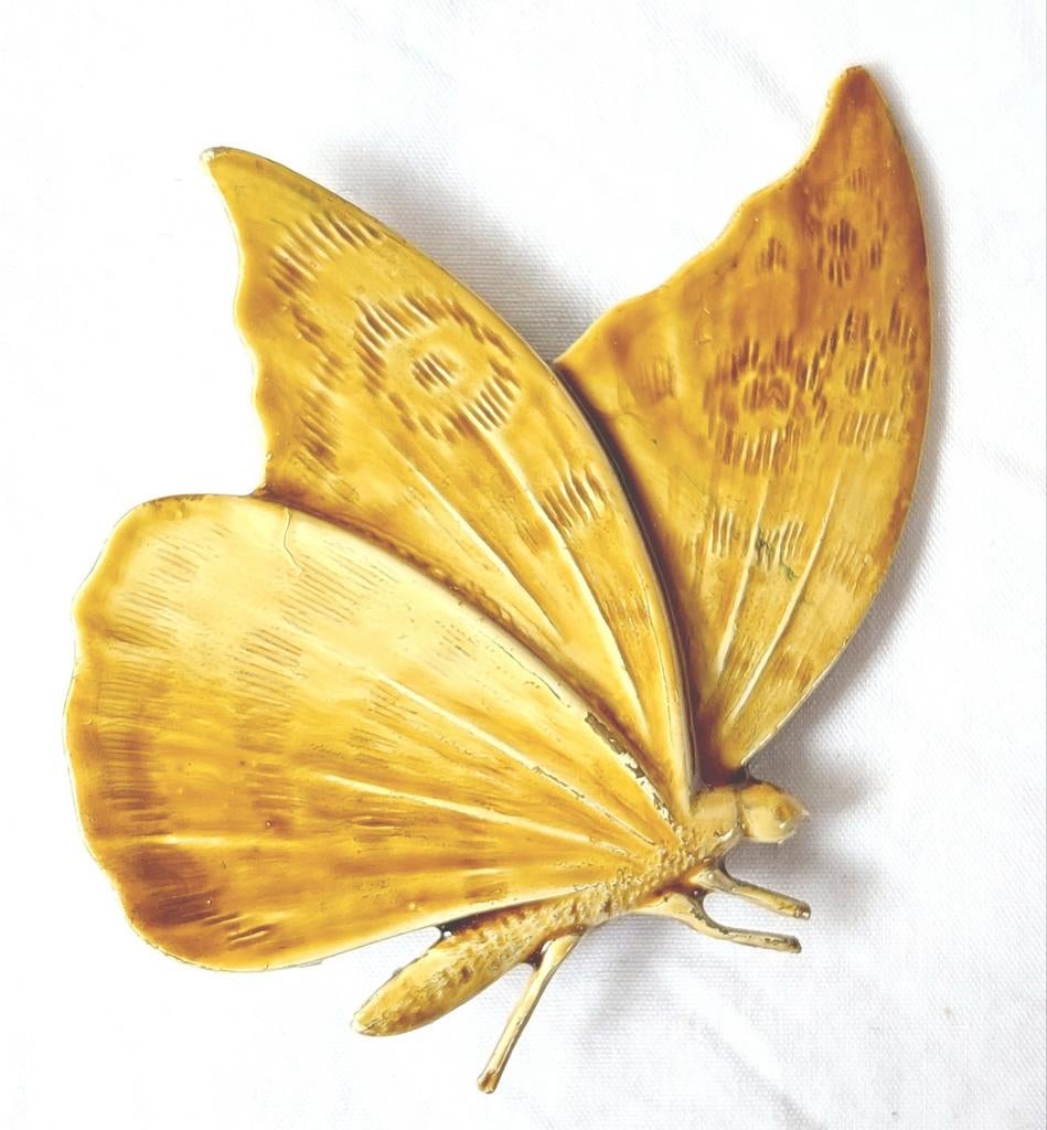 Antiek jaren 20 30 Jugendstil Artdeco Vlinder broche sieraad, Ophalen of Verzenden, Koper, Broche