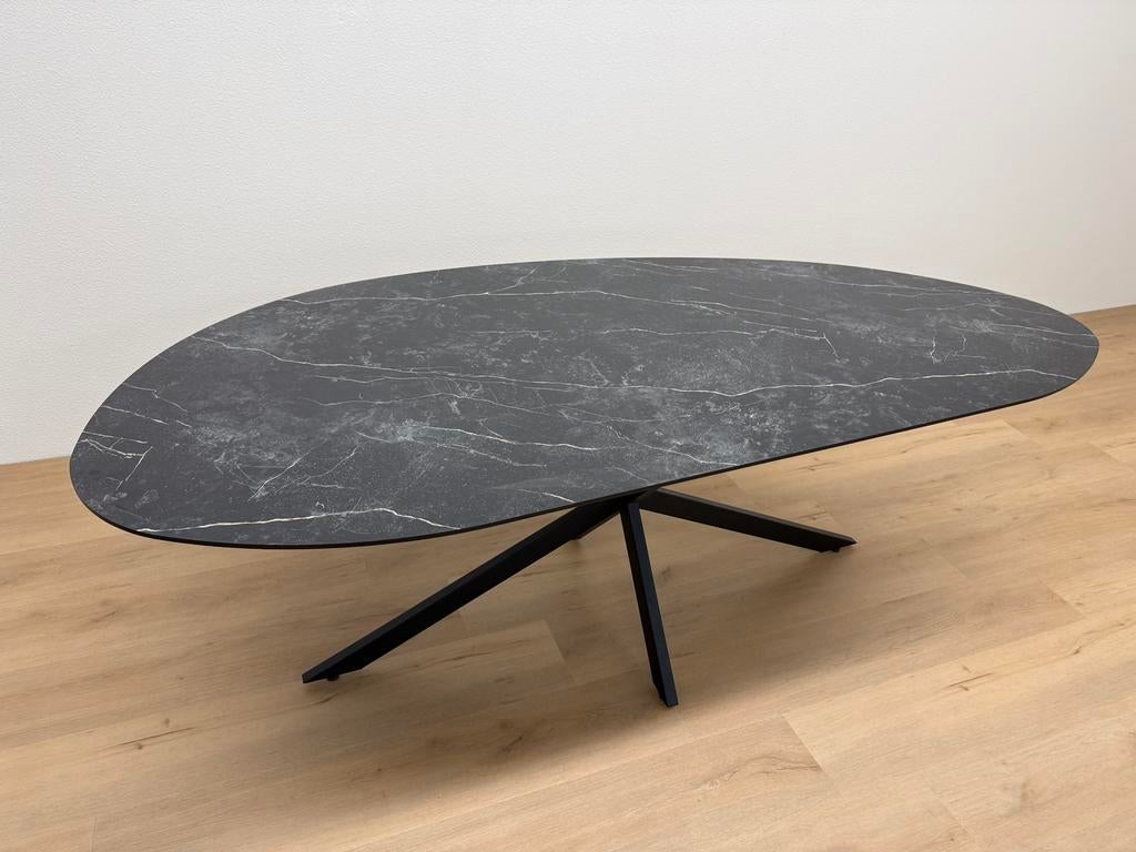 Organische eettafel HPL Marmer 220x105 - Direct Leverbaar, 100 tot 150 cm, 200 cm of meer, Ophalen of Verzenden, Zo goed als nieuw
