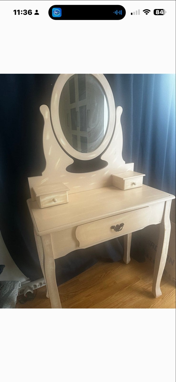 Vintage kaptafel met spiegel en lades, Gebruikt, 100 tot 150 cm, Hout, 50 tot 100 cm