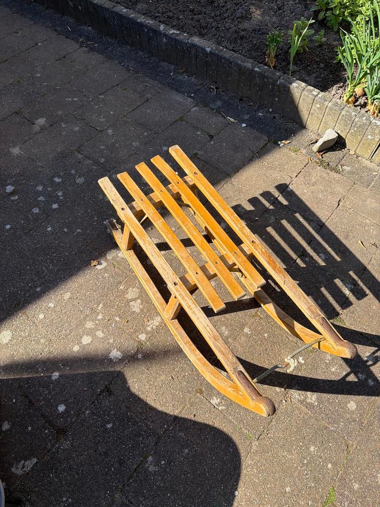 Vintage houten slee - Klassiek model, Ophalen of Verzenden, Gebruikt, Hout