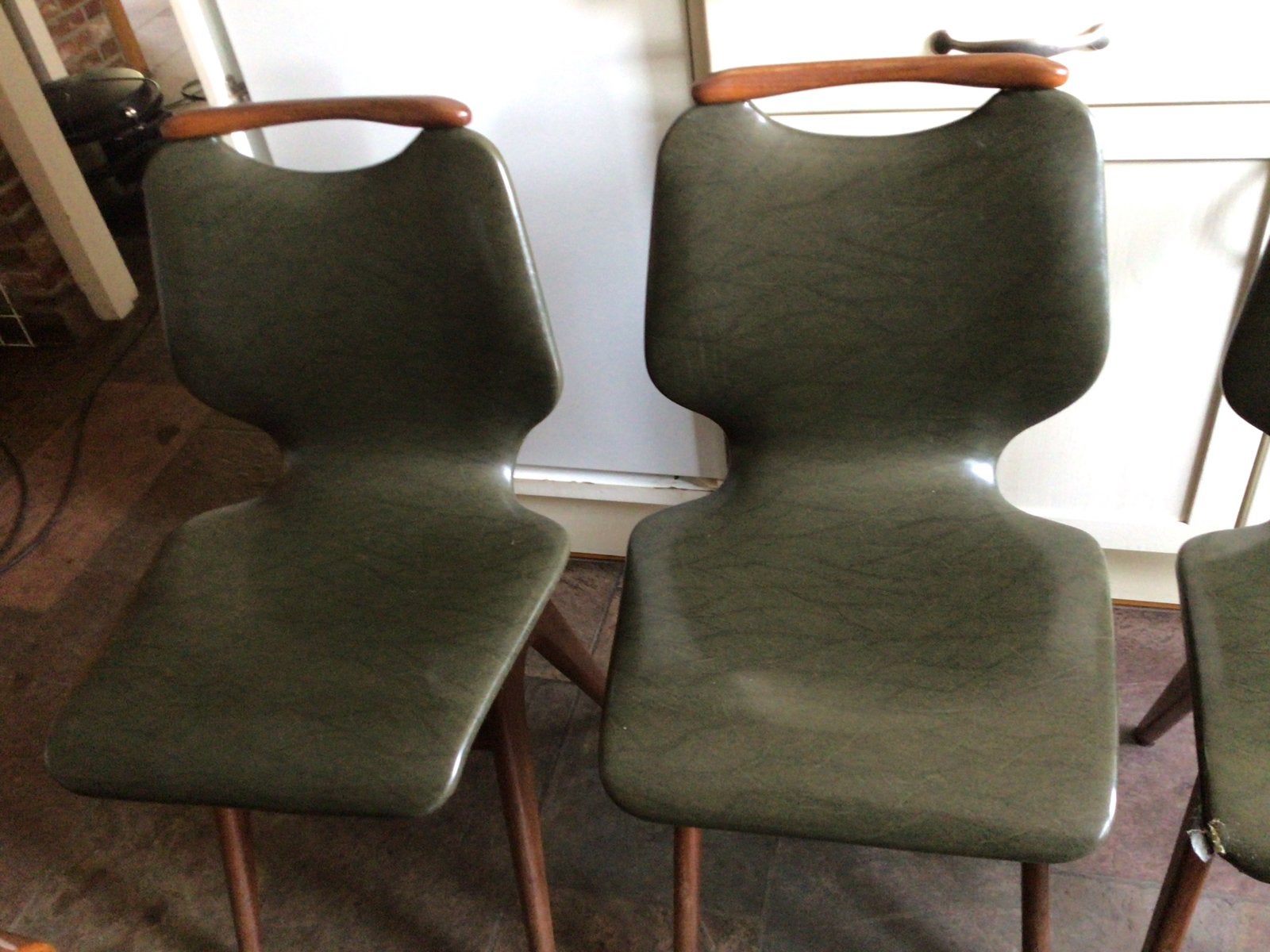 Louis van Teeffelen stoelen 3 stuks, donkergroen vintage, Ophalen