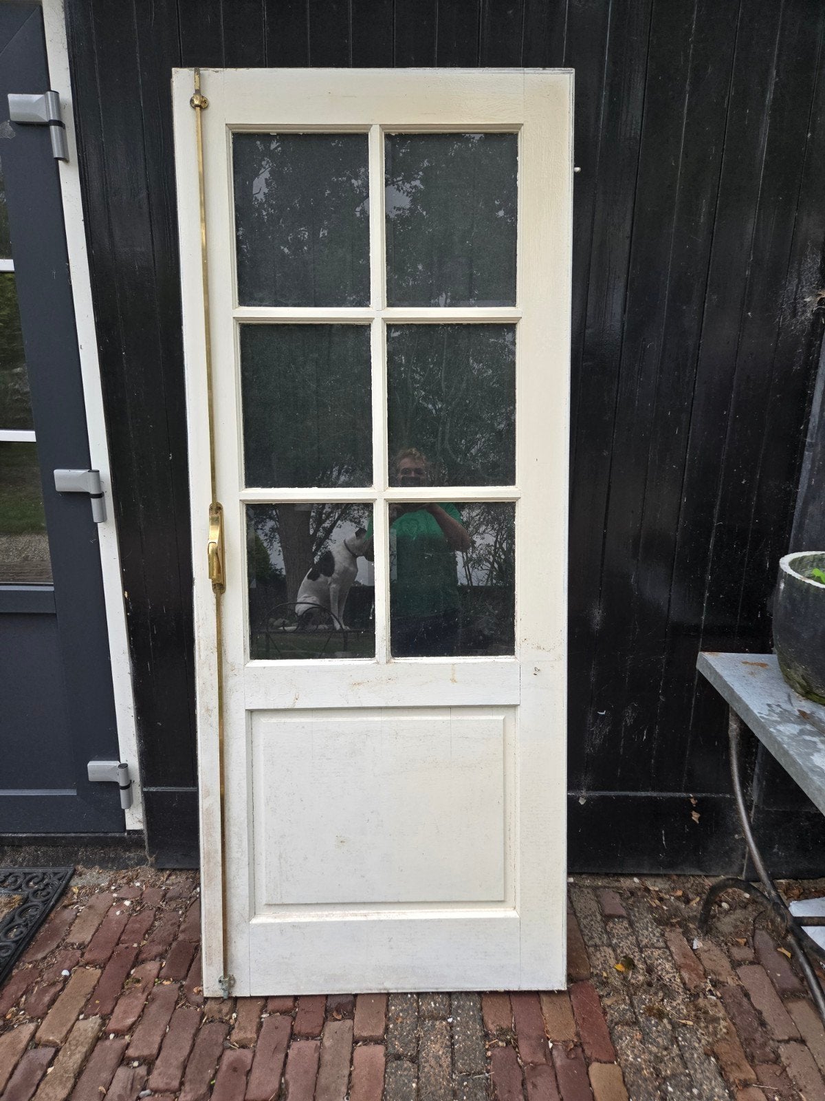 Openslaande hardhouten  deuren/ terrasdeuren, Doe-het-zelf en Verbouw, Ophalen, Gebruikt, Binnendeur, 200 tot 215 cm