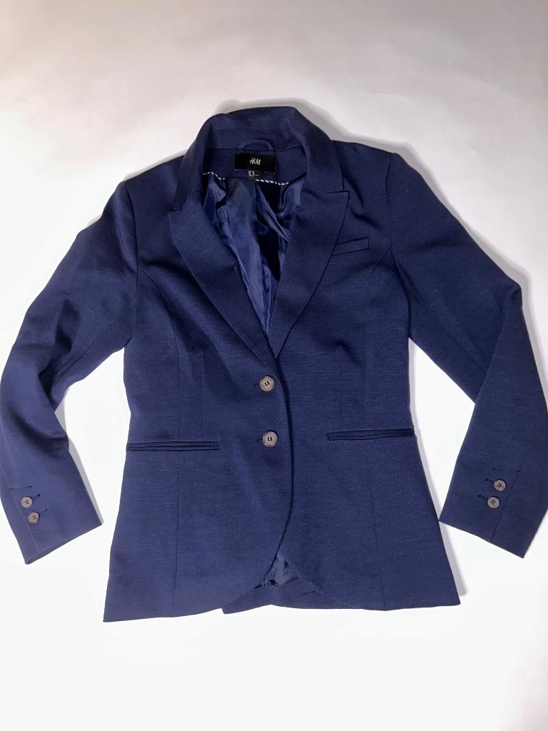 H&M donkerblauw jasje /colbert 40 in ~~nieuw~~staat, Maat 38/40 (M), Zo goed als nieuw, Jasje, Verzenden