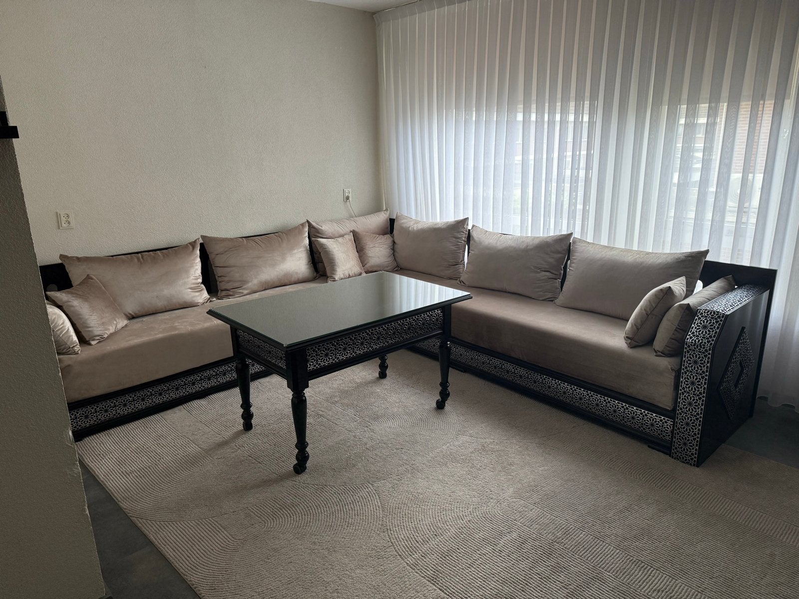 Marokkaanse Hoekbank / Sedari + Tafel + Box, Ophalen, 250 tot 300 cm, Hoekbank, Zo goed als nieuw