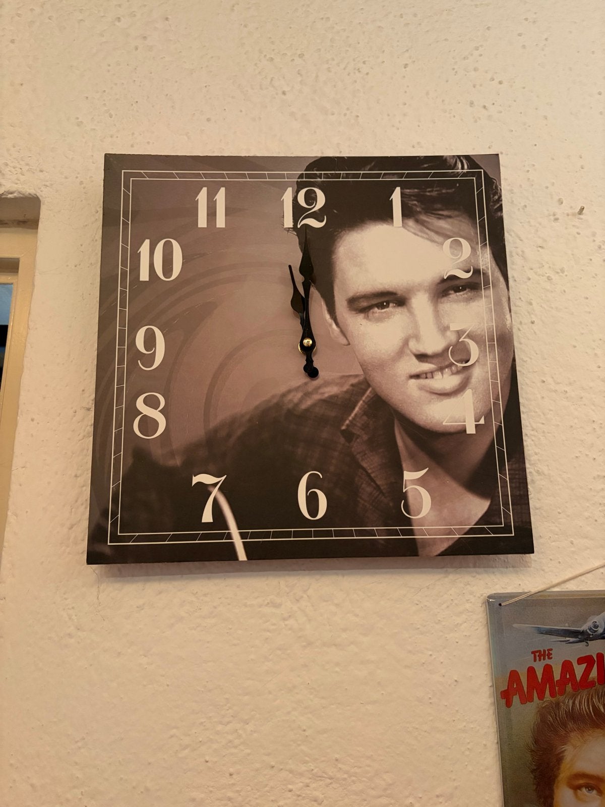 Wandklok Elvis Presley - Vintage Stijl, Ophalen, Vintage, Analoog, Zwart