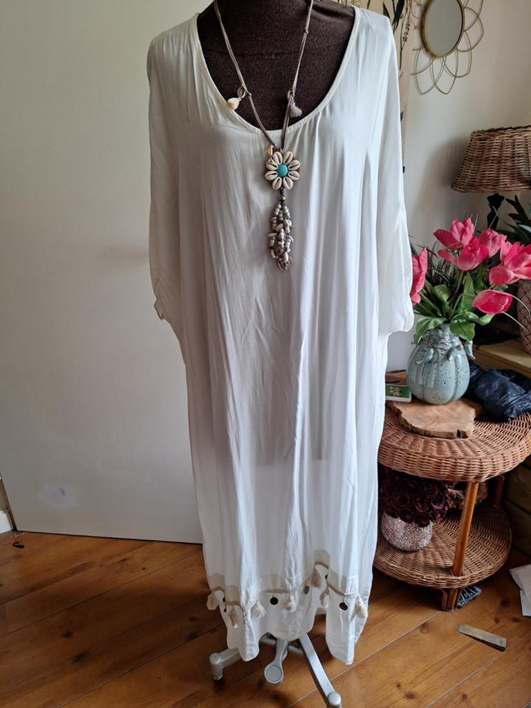 Jurk ibiza boho style maat xxl 44 46 48 50  off white, Kleding | Dames, Jurken, Wit, Maat 46/48 (XL) of groter, Ophalen of Verzenden